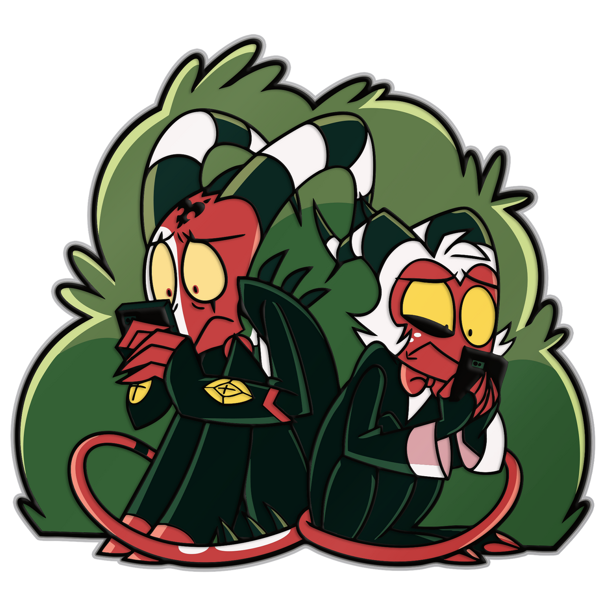 Blitz and Moxxie Texting Enamel Pin *LIMITED STOCK*